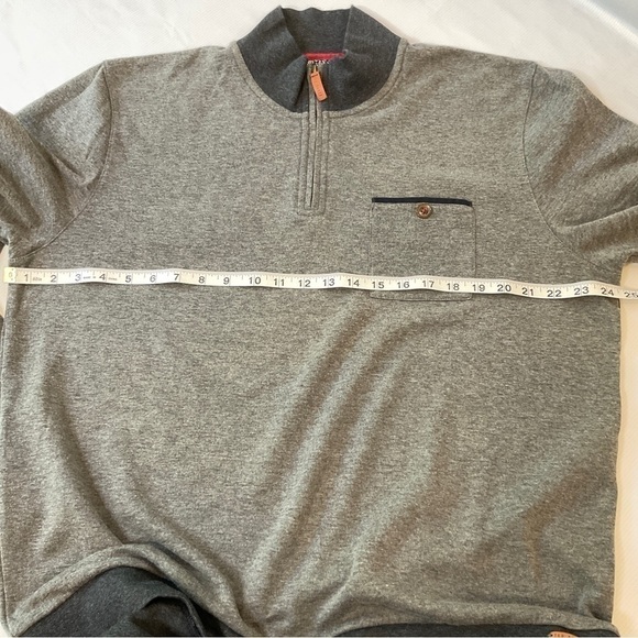 Ted Baker London 1/4 Zip Pullover Sweater Leather Trim Grey Size 7 - Picture 9 of 14